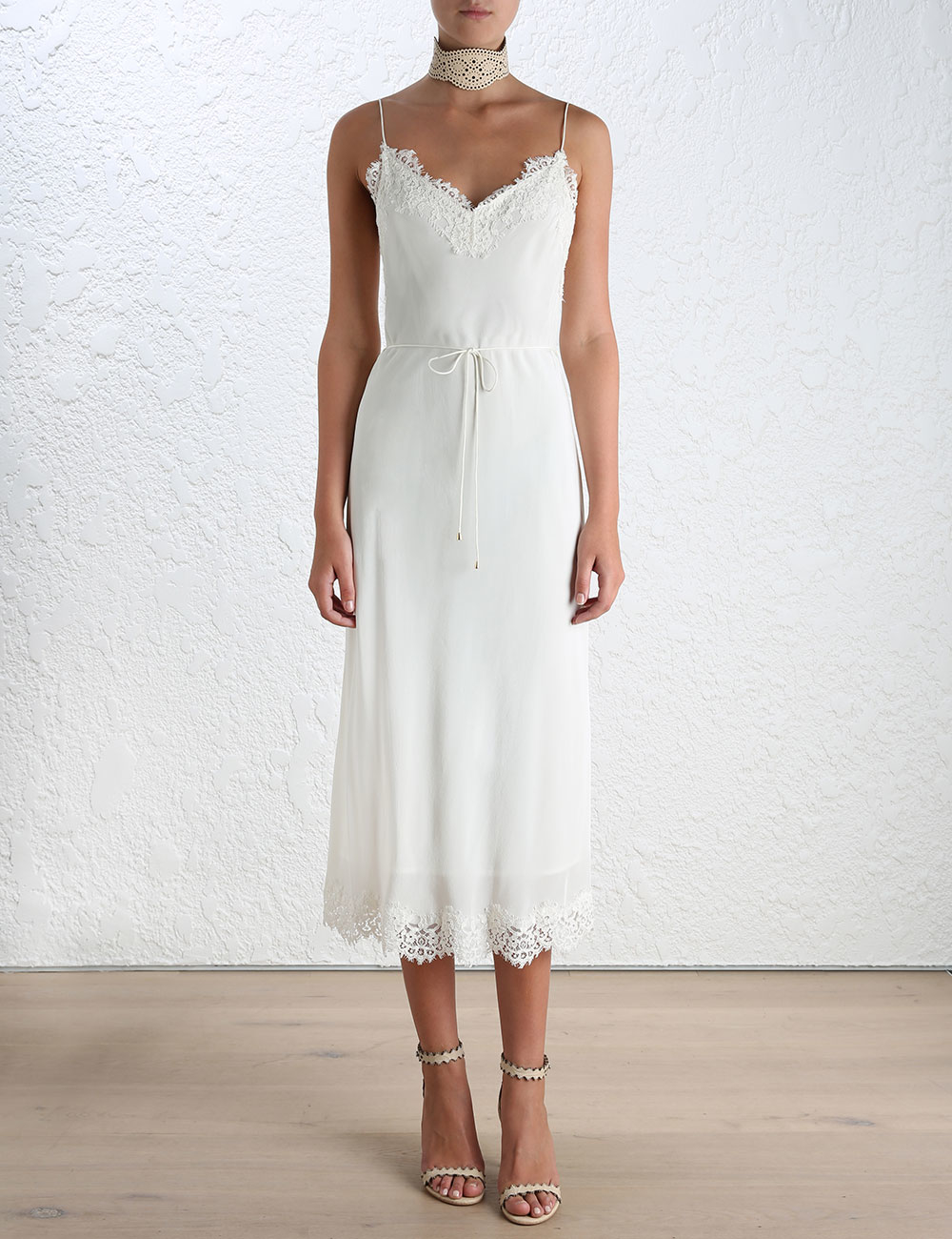 Zimmermann Silk Lace Long Slip In White Lyst