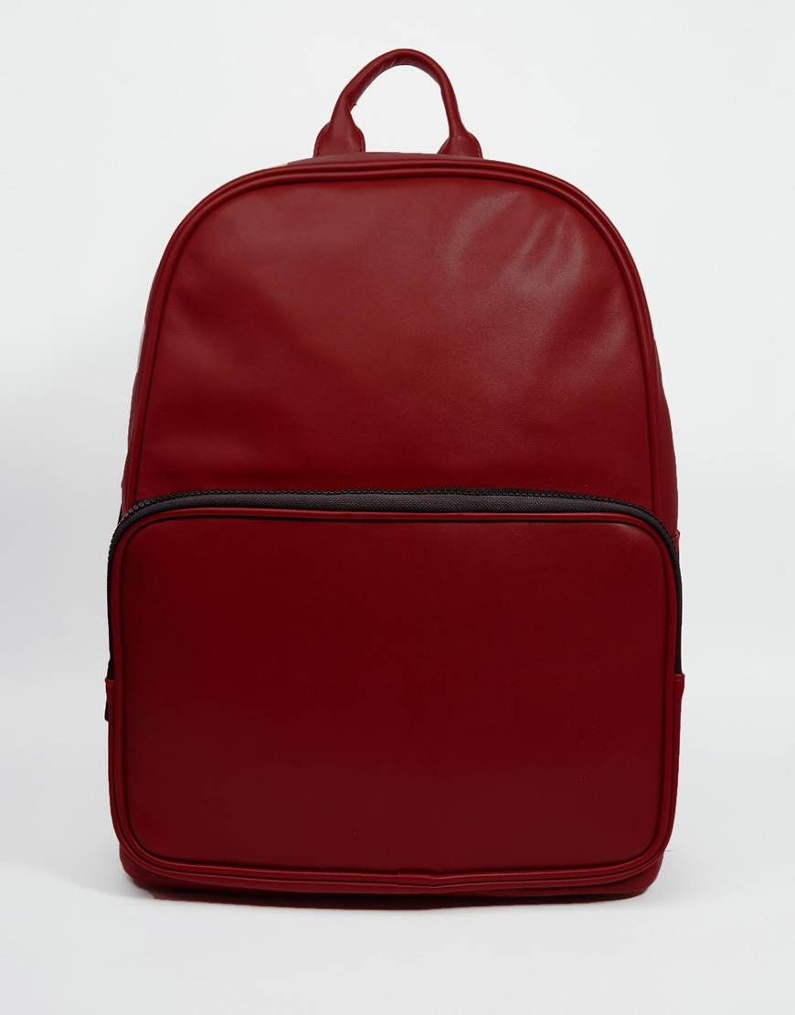 Lyst - Asos Backpack In Red Faux Leather in Red for Men