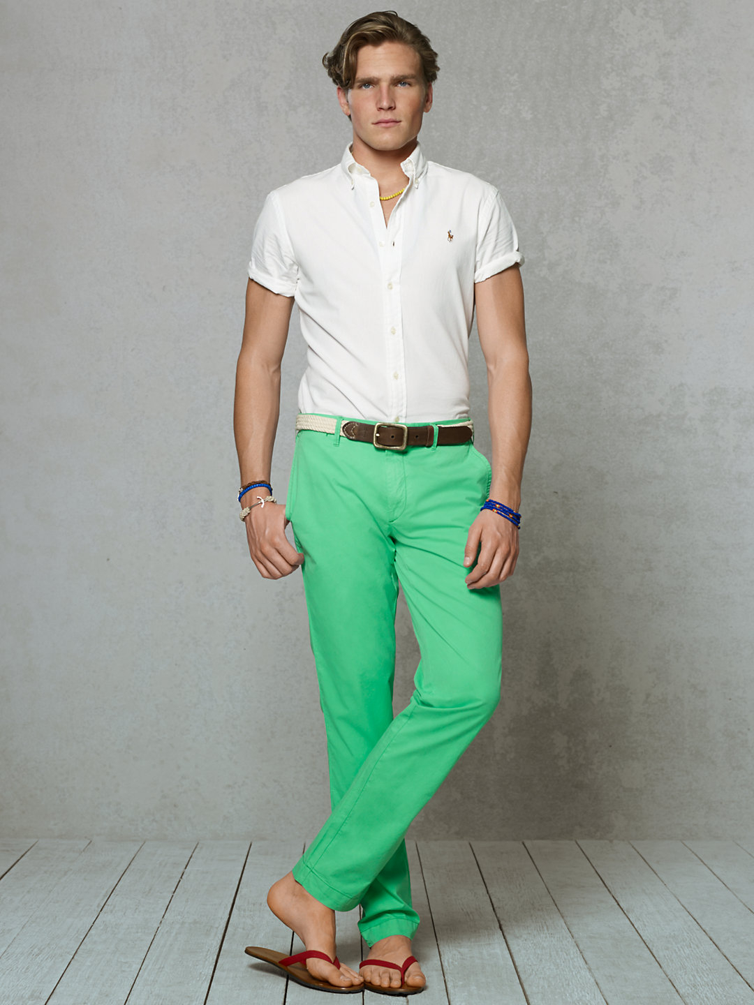 Lyst - Polo Ralph Lauren Straight Fit Laundered Chino in Green for Men