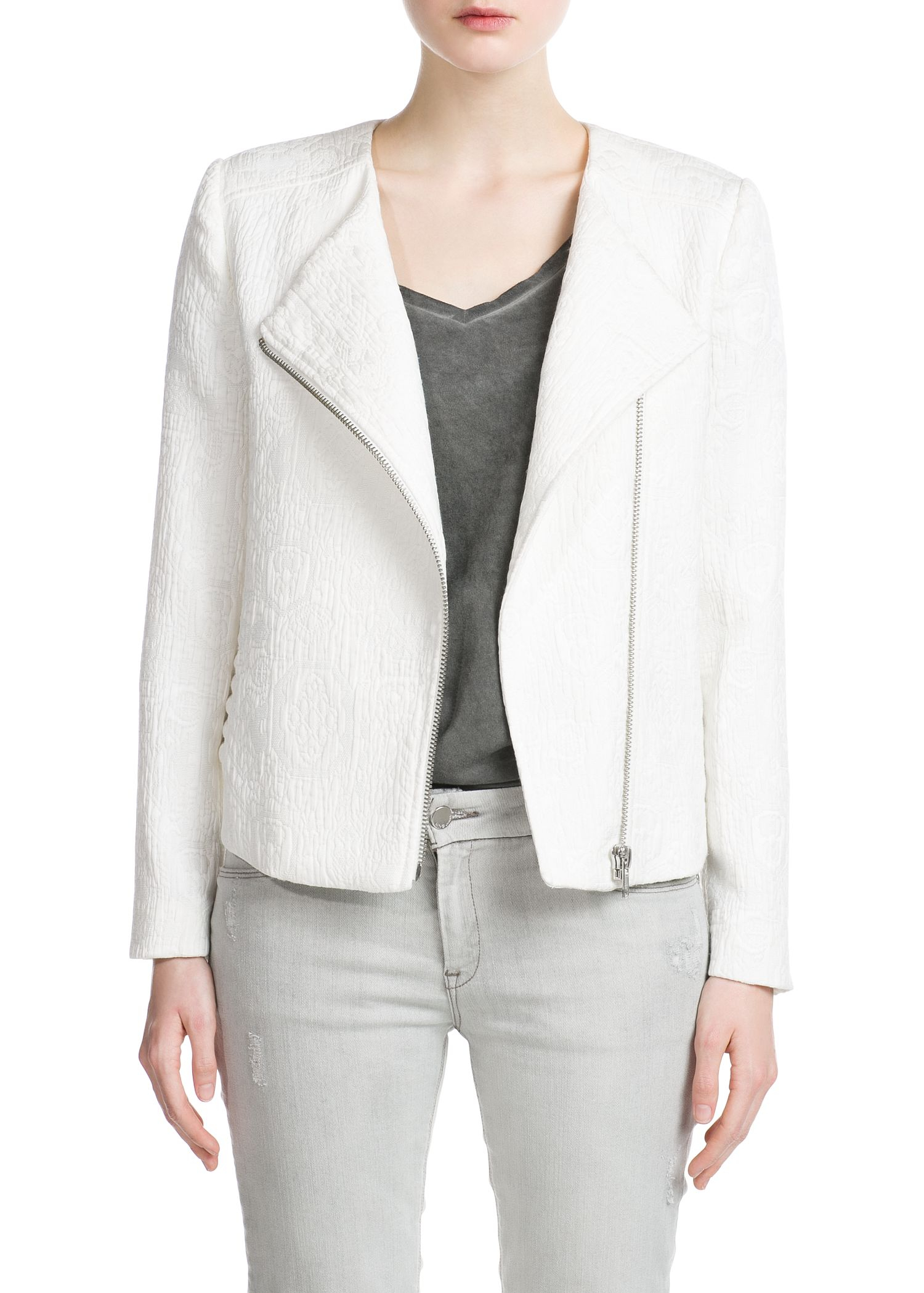 Lyst Mango Jacquard Jacket in White