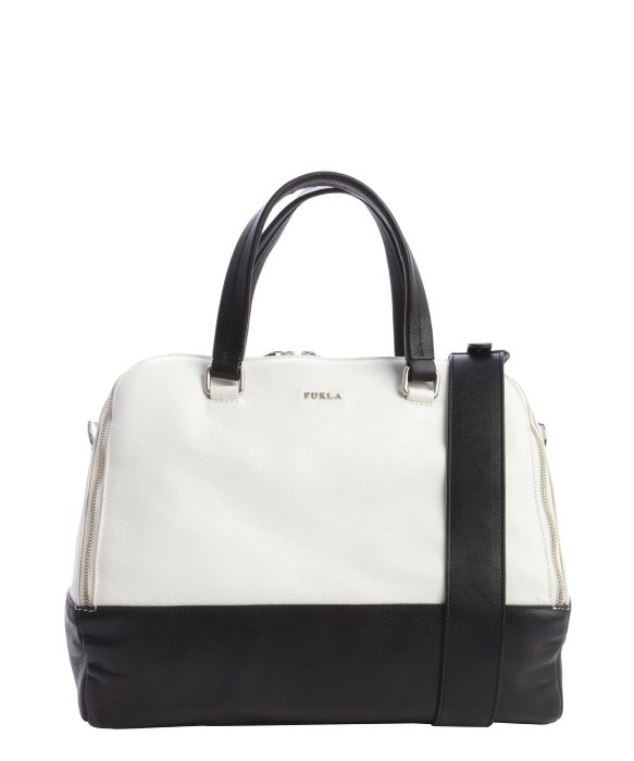 Lyst - Furla White And Black Leather 'Amalfi L Dome' Bag in White