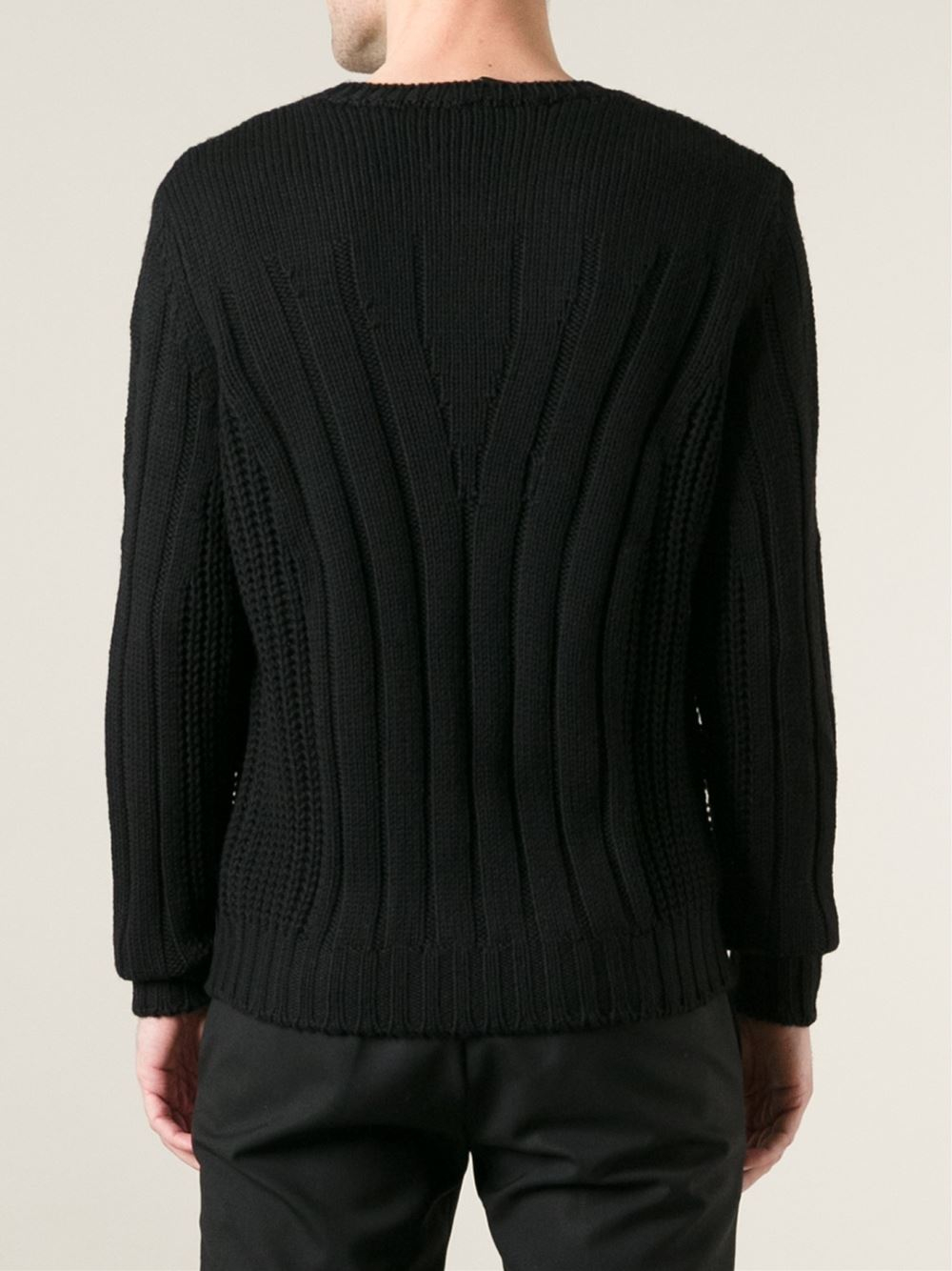 Lyst Fendi Ribbed Knit Sweater in Black for Men