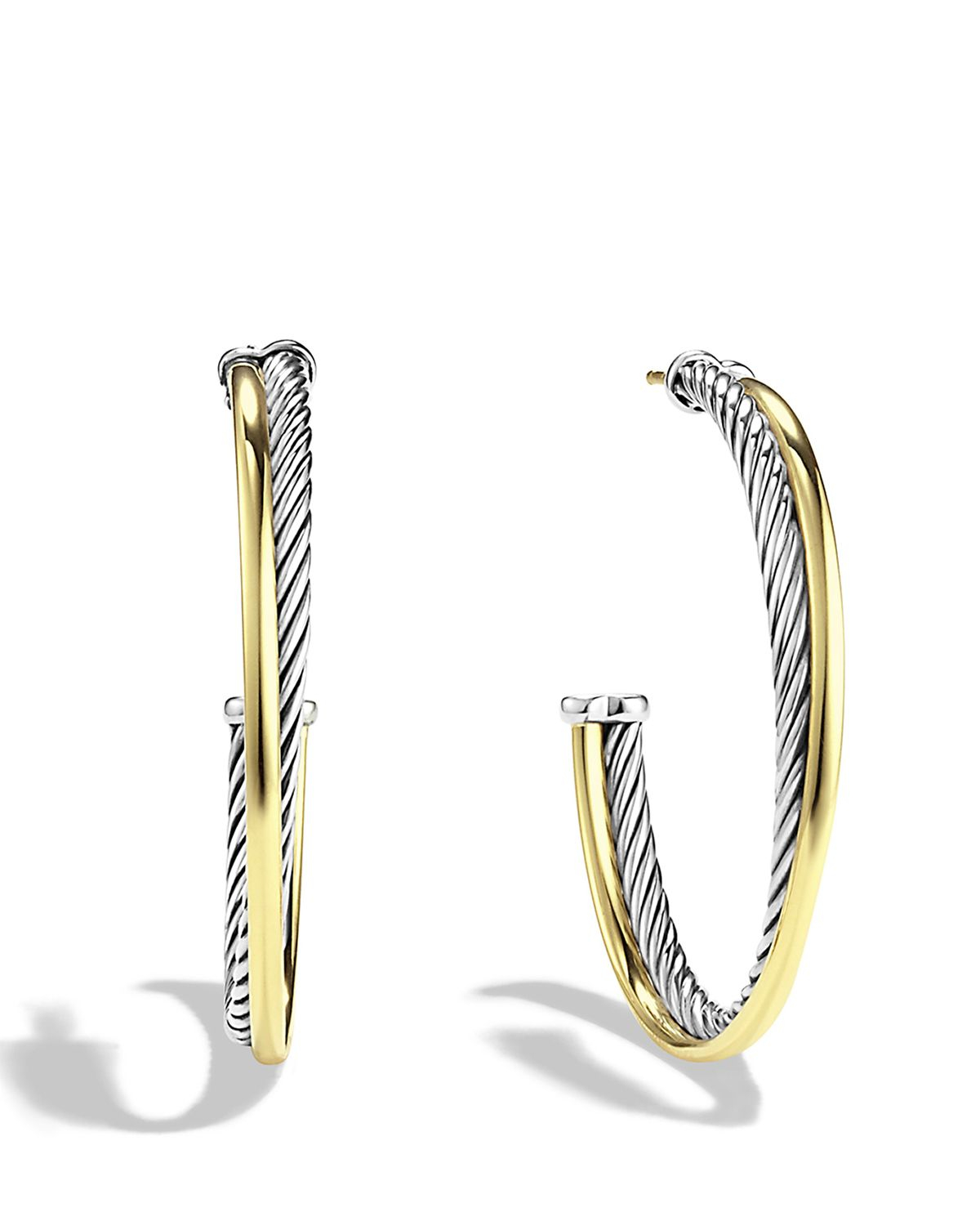 Lyst - David Yurman Crossover Extra-large Hoop Earrings With Gold in ...