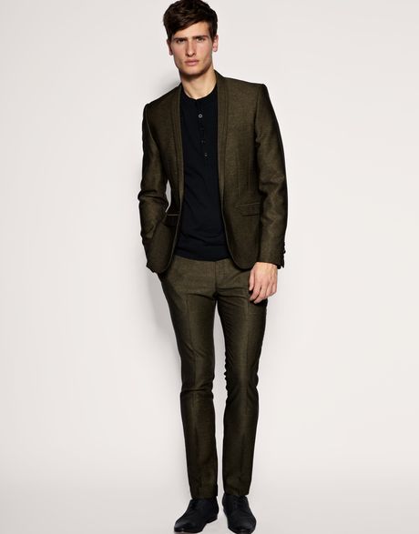 Asos Super Skinny Fit Metallic Gold Trousers in Gold for Men | Lyst