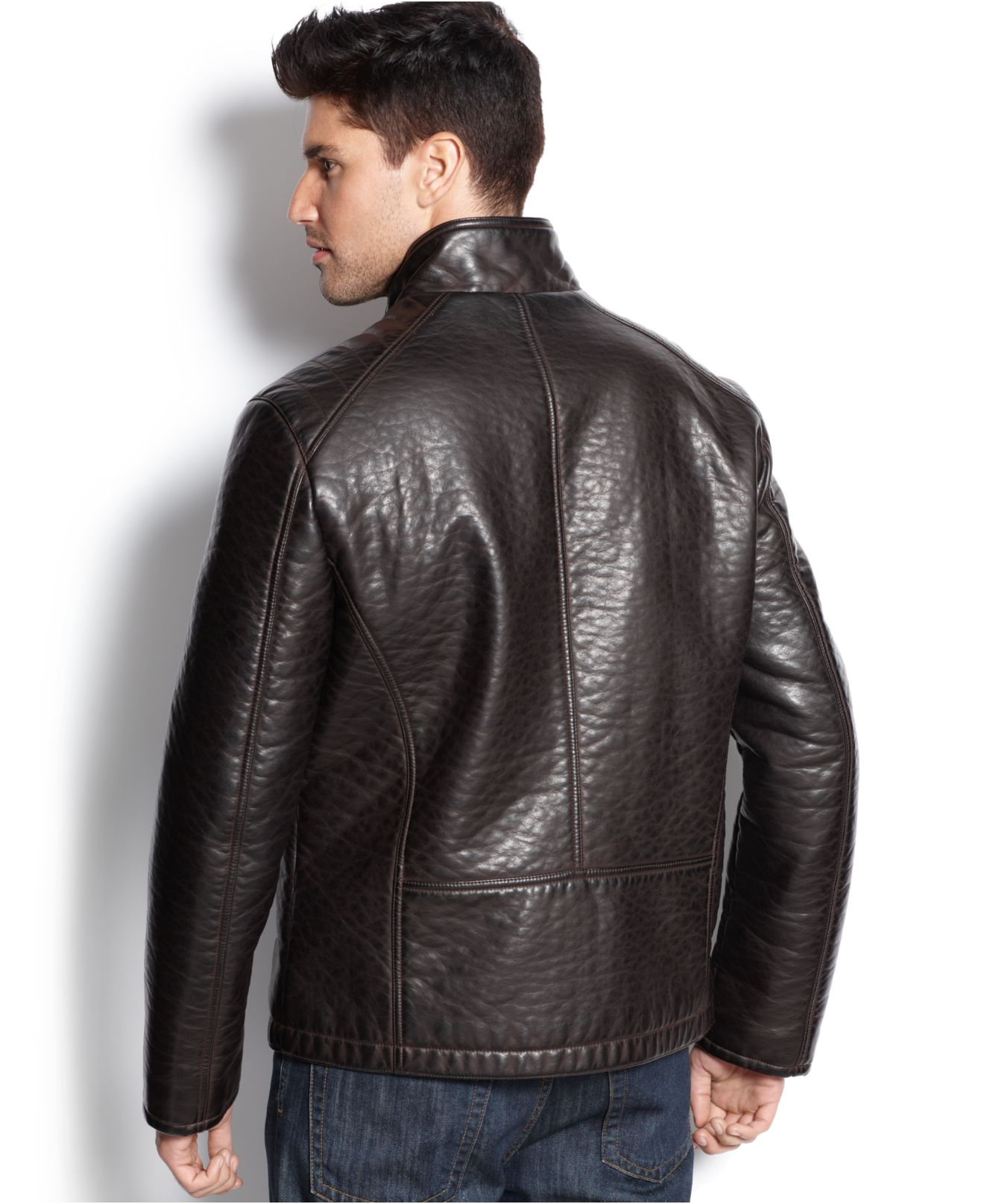 Marc New York Bubble Faux Leather Jacket In Brown Lyst Gallery