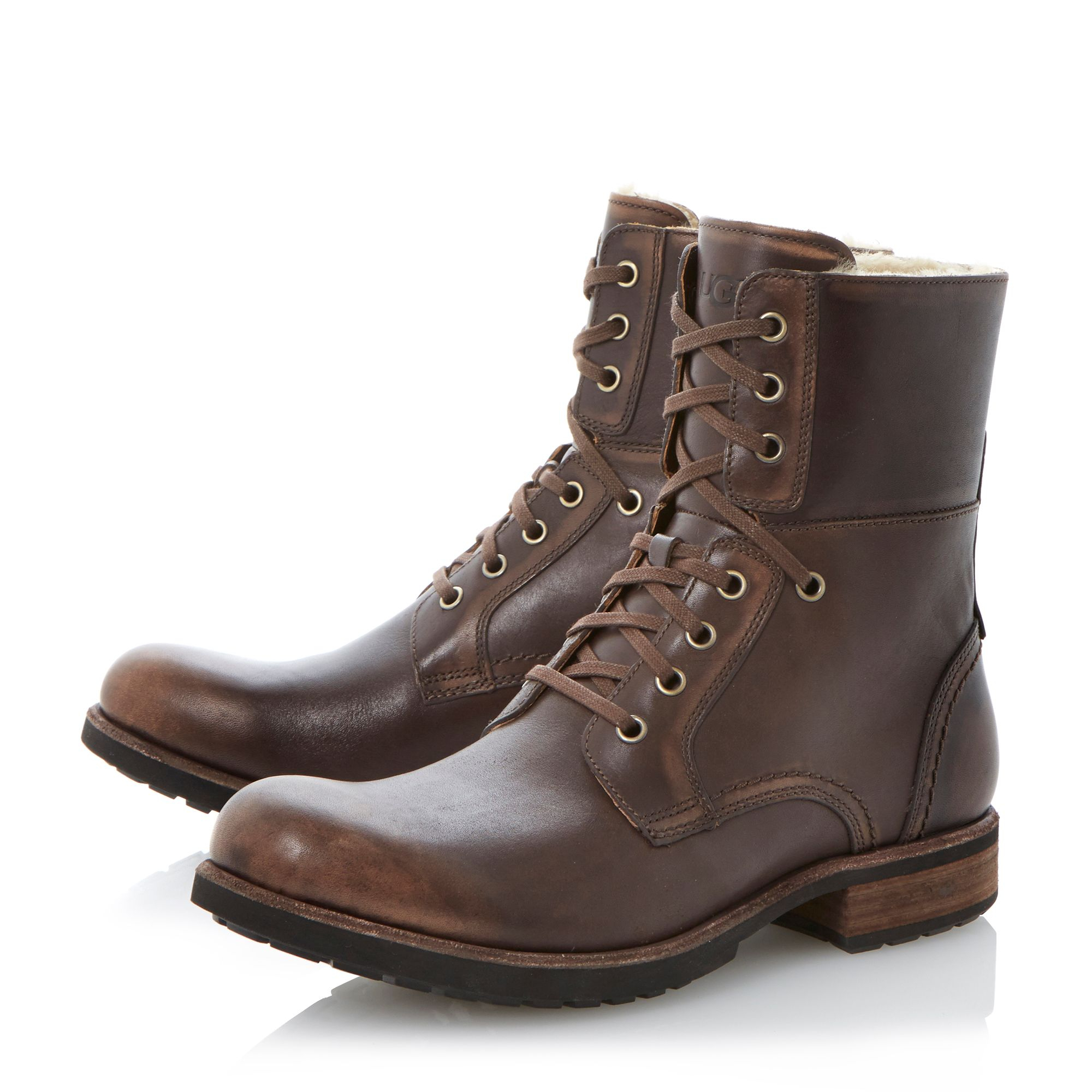 Ugg Larus Lace Up Military Warm Lined Boots in Brown for Men | Lyst