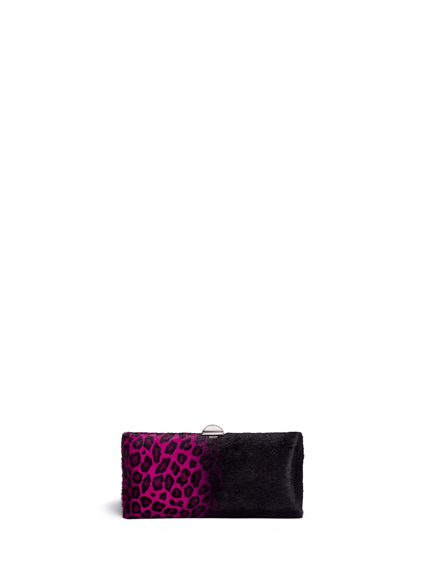 Lyst Rodo Dégradé Leopard Print Pony Hair Clutch in Pink