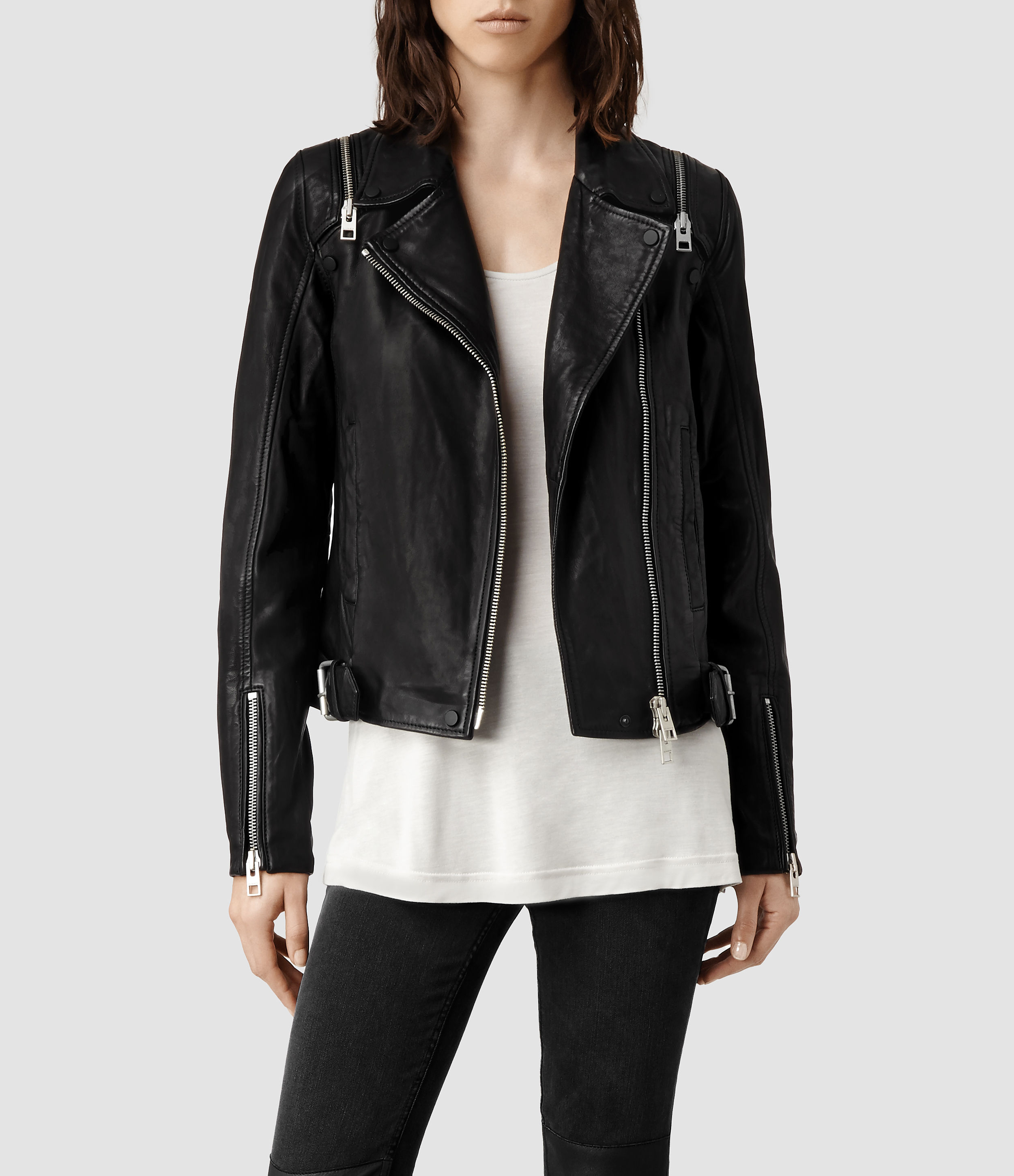 Lyst Allsaints Range Leather Biker Jacket In Black Gallery