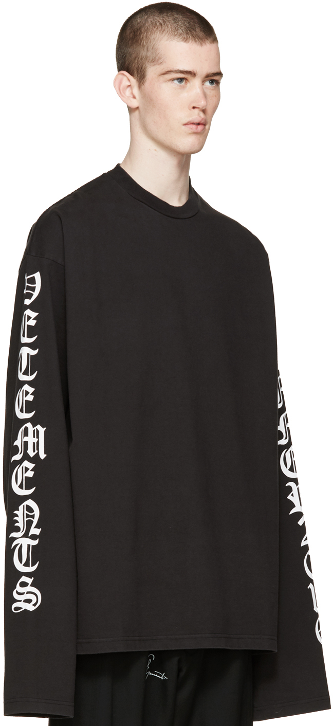 Vetements Black Oversized Logo Sleeve Pullover in Black for Men | Lyst