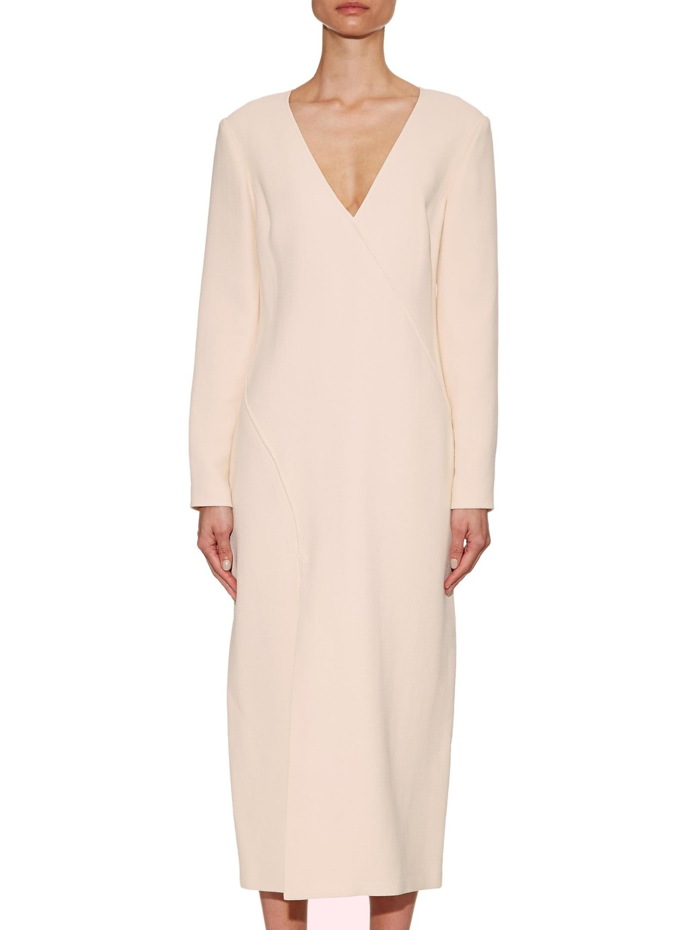 Wes Gordon Ellipse Long Sleeved Crepe Dress In White Lyst Gallery
