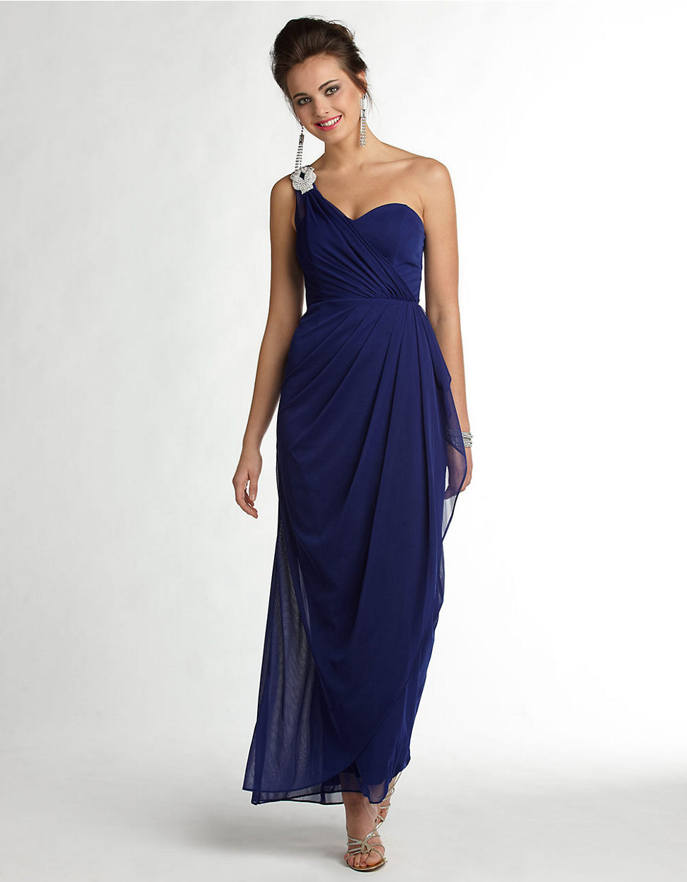 Lyst - Xscape One Shoulder Sweetheart Neckline Gown in Blue