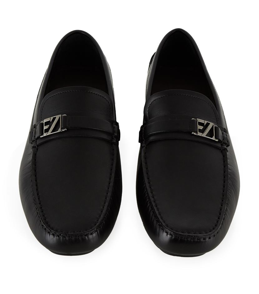 Ermenegildo zegna Logo Leather Driving Shoe in Black for Men | Lyst