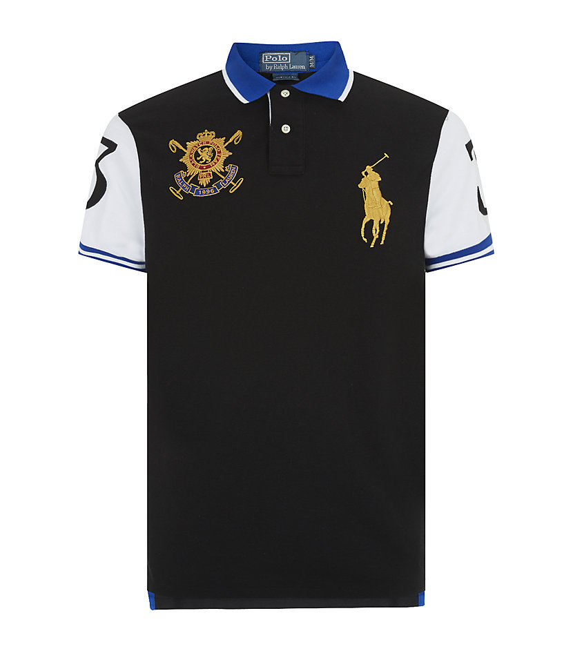 Polo Ralph Lauren Contrast Sleeve Black Watch Team Polo Shirt in Black ...