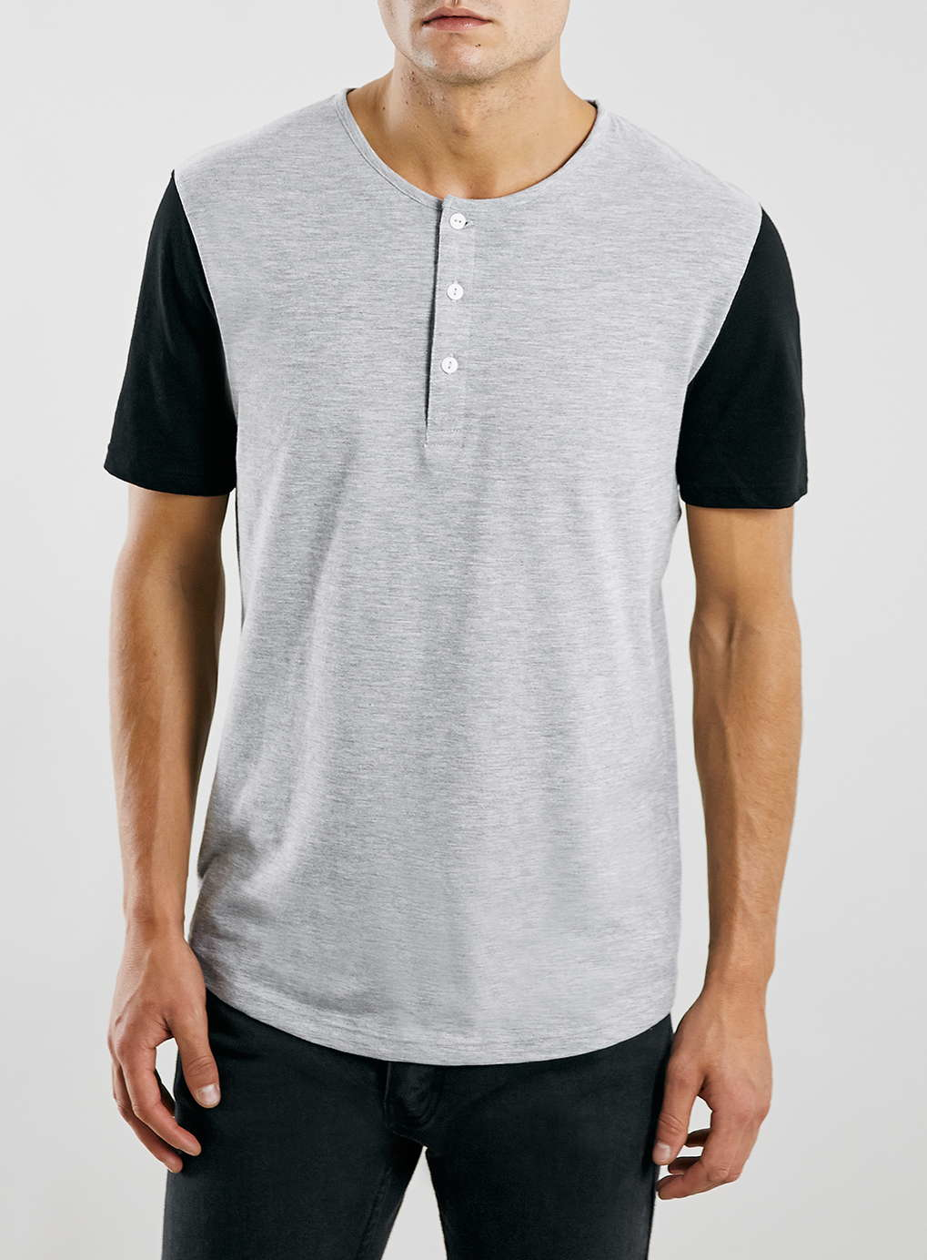 grey and black baseball tee