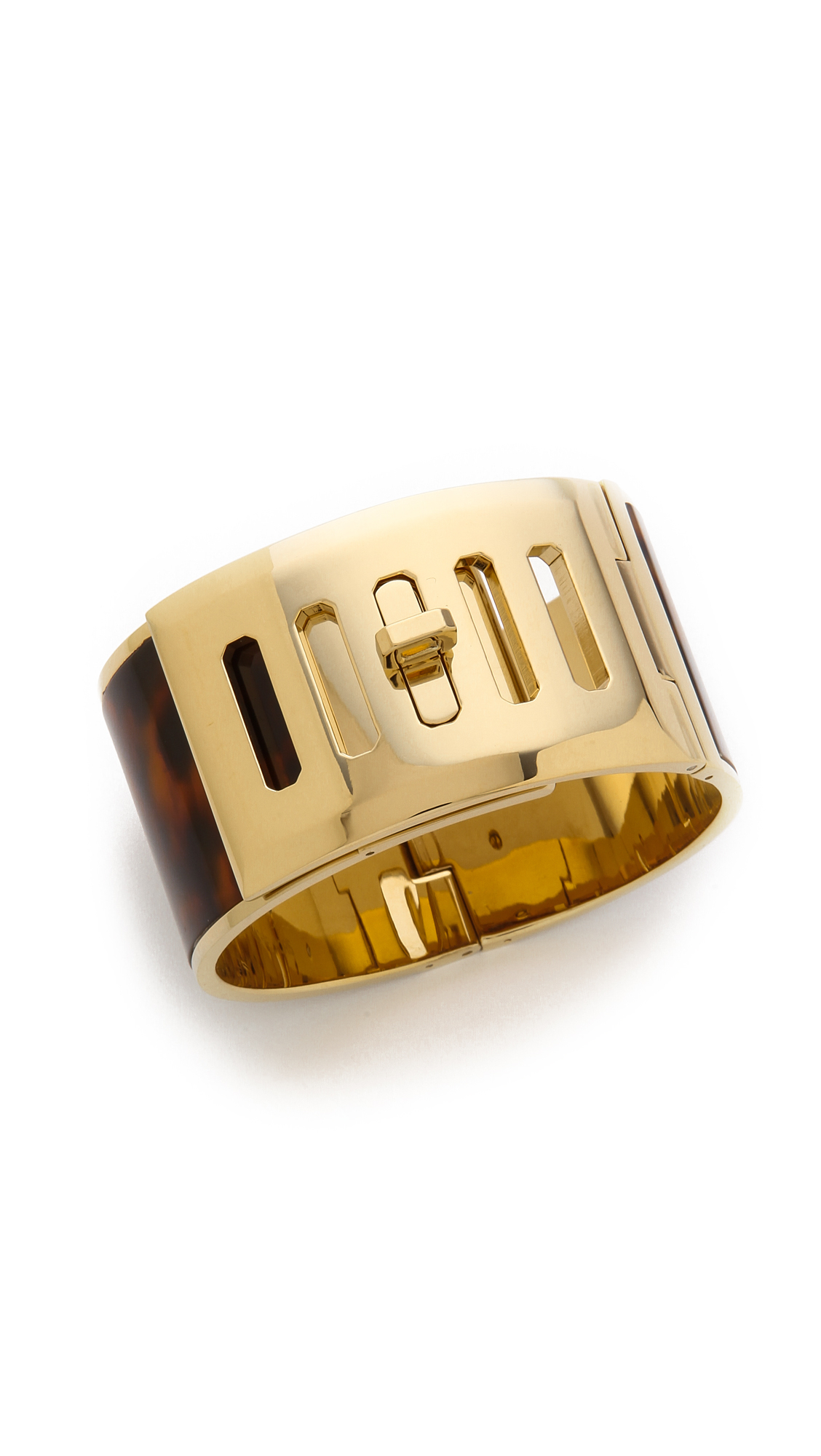 Lyst Michael Kors Wide Turn Lock Cuff Bracelet Gold/Tortoise in