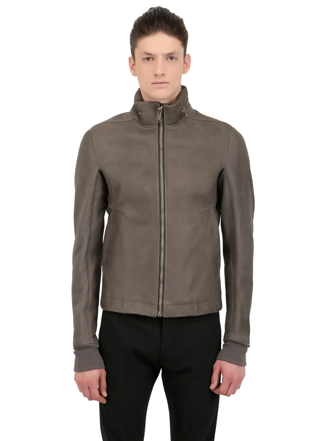 Rick Owens Hooded Heavy Leather Jacket In Brown For Men Lyst Gallery