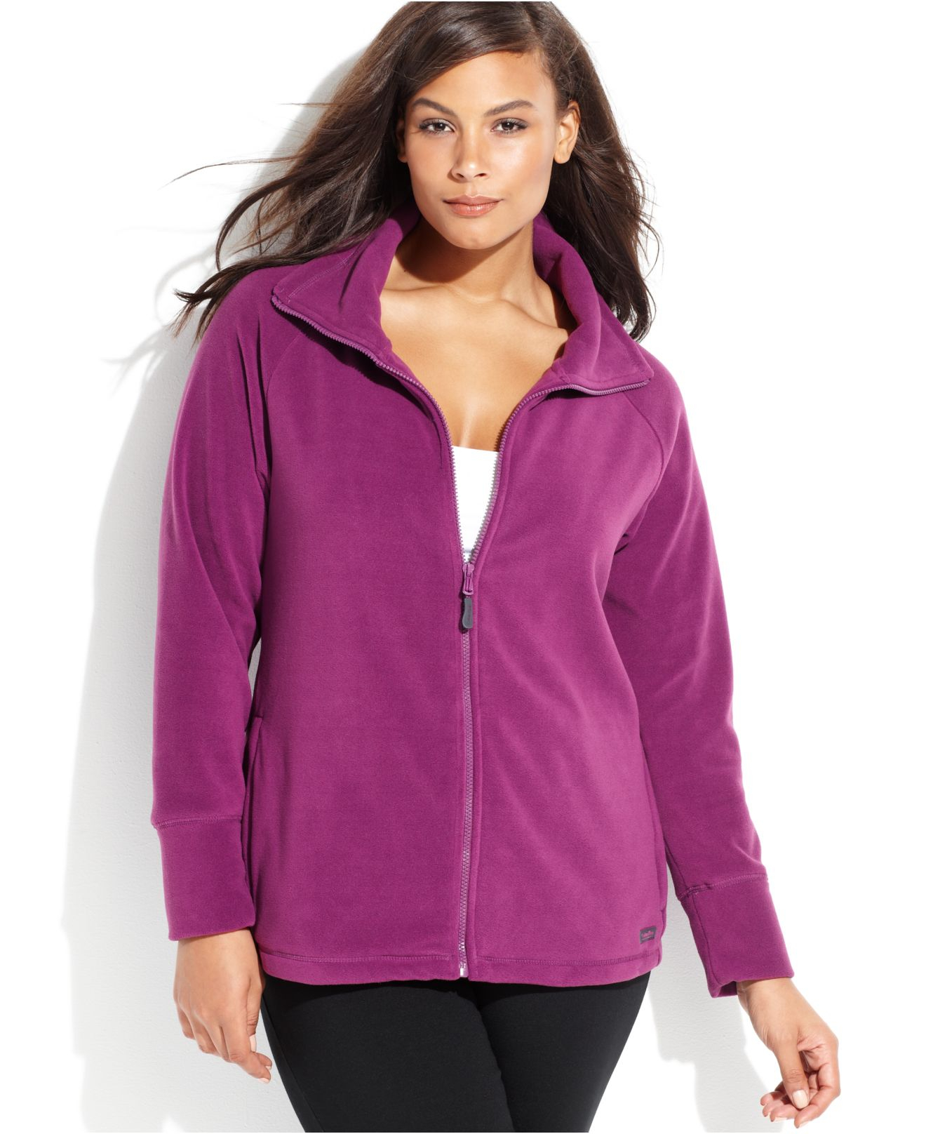 Calvin klein Performance Plus Size Fleece ZipFront Jacket in Purple Lyst