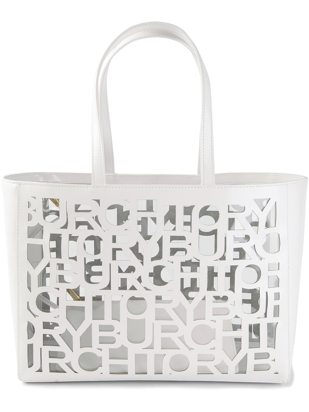 Tory burch Logo Cutout Small Tote in White Lyst