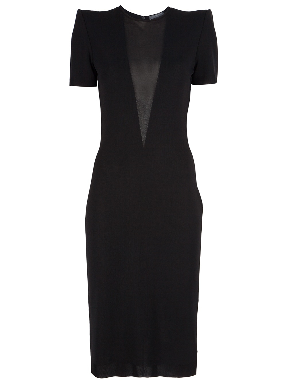 Lyst - Alexander mcqueen Mesh Panel Fitted Dress in Black