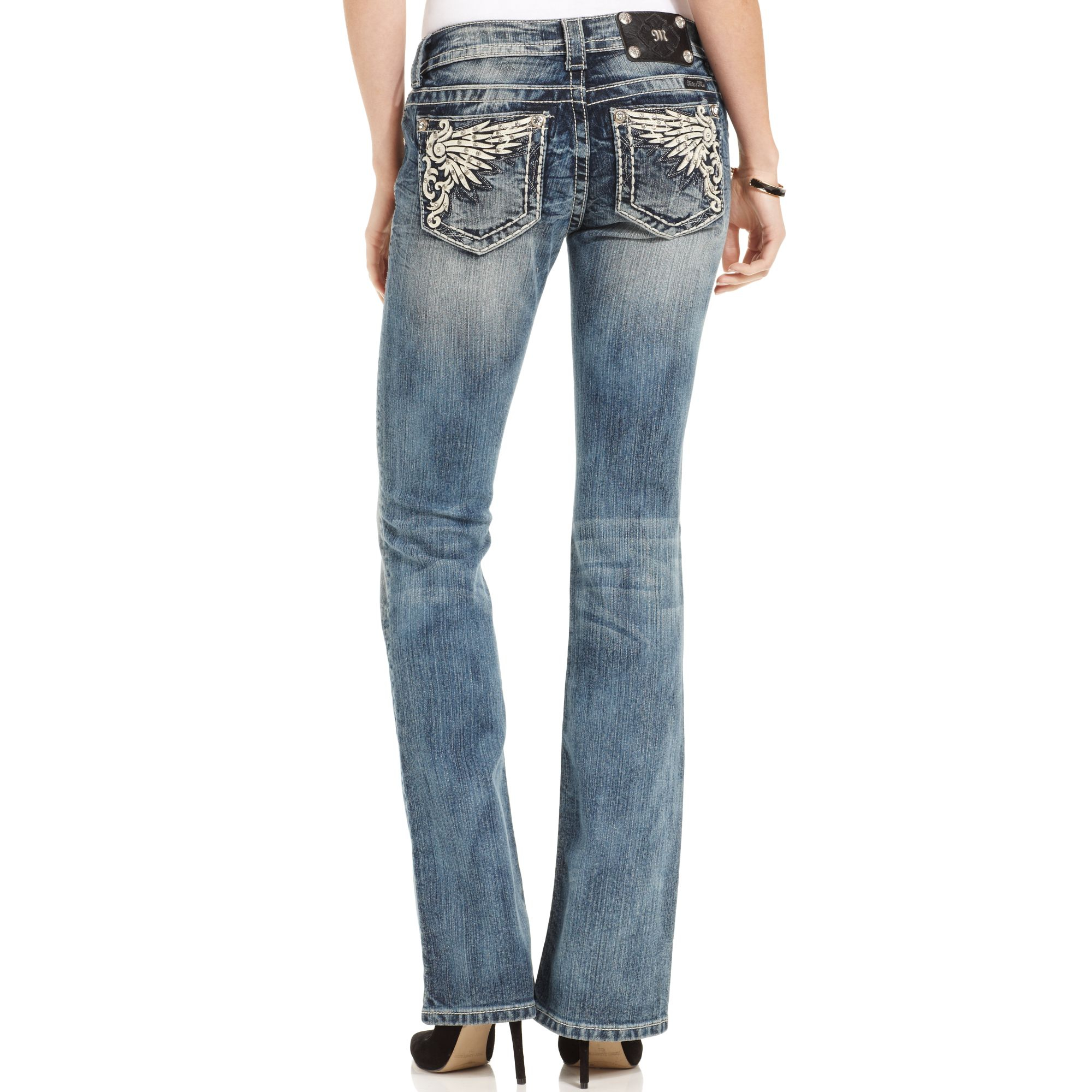 Miss Me Embellished Bootcut Jeans in Blue (Medium Wash) | Lyst