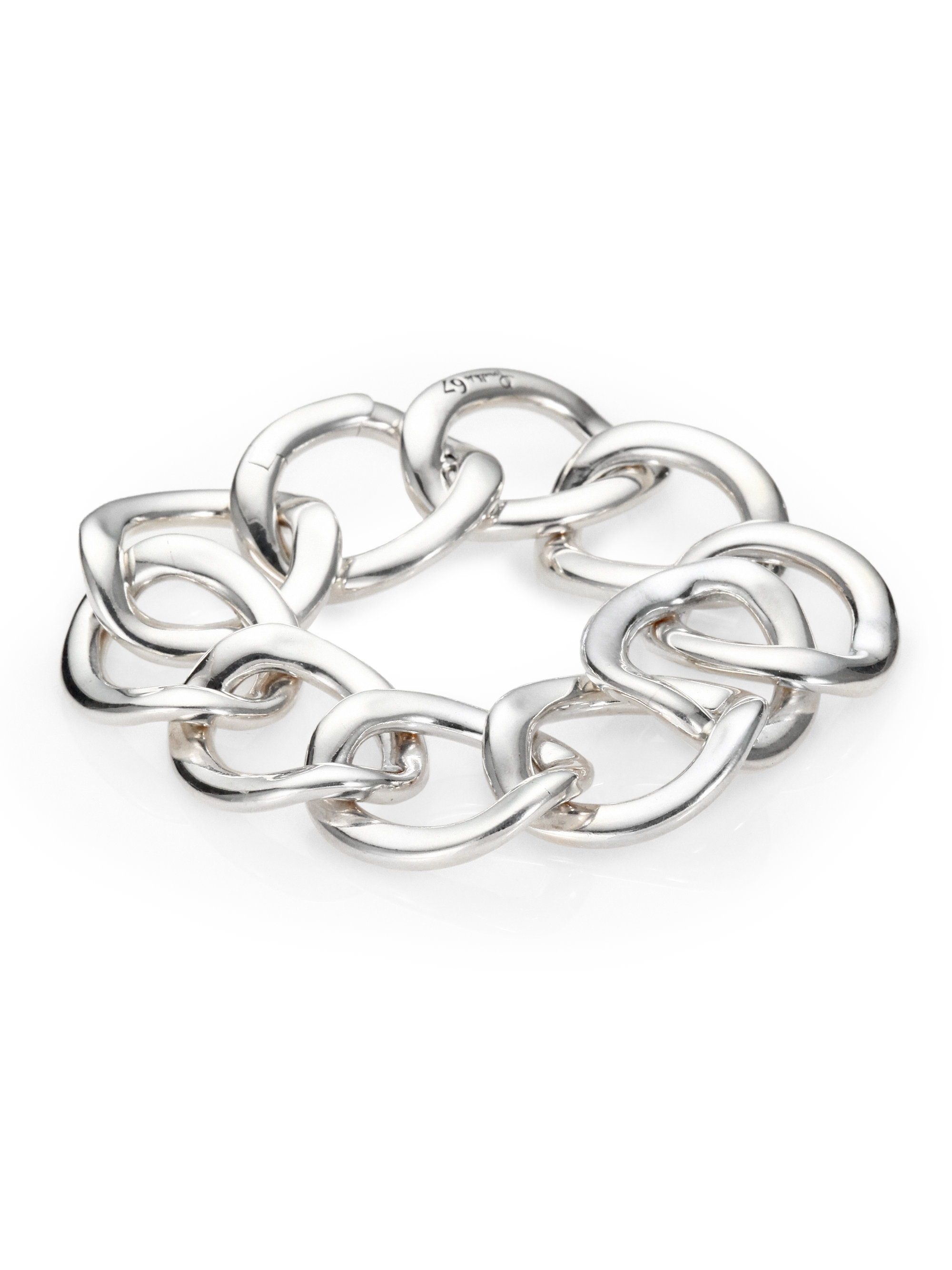 Lyst - Pomellato Sterling Silver Flat Chain Link Bracelet in Metallic