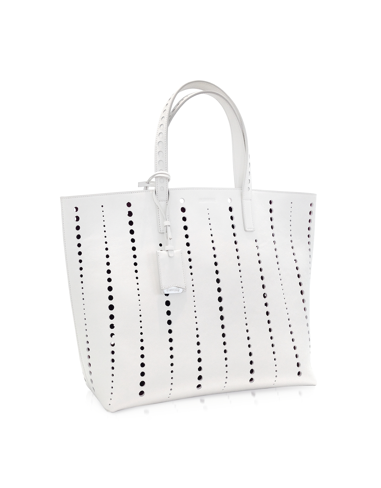 Jil Sander Large Ibiza Open White Perforated Leather Tote In Gallery