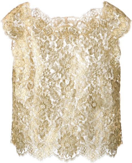 Dolce & Gabbana Floral Lace Top in Gold (metallic) | Lyst