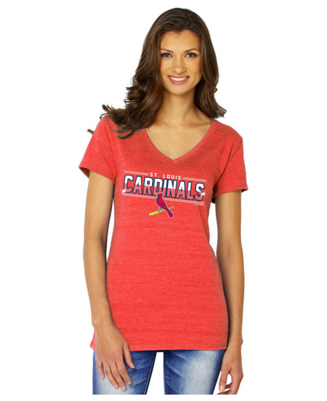 Lyst - Soft As A Grape Women&#39;s St. Louis Cardinals Sequin Marled T-shirt in Red