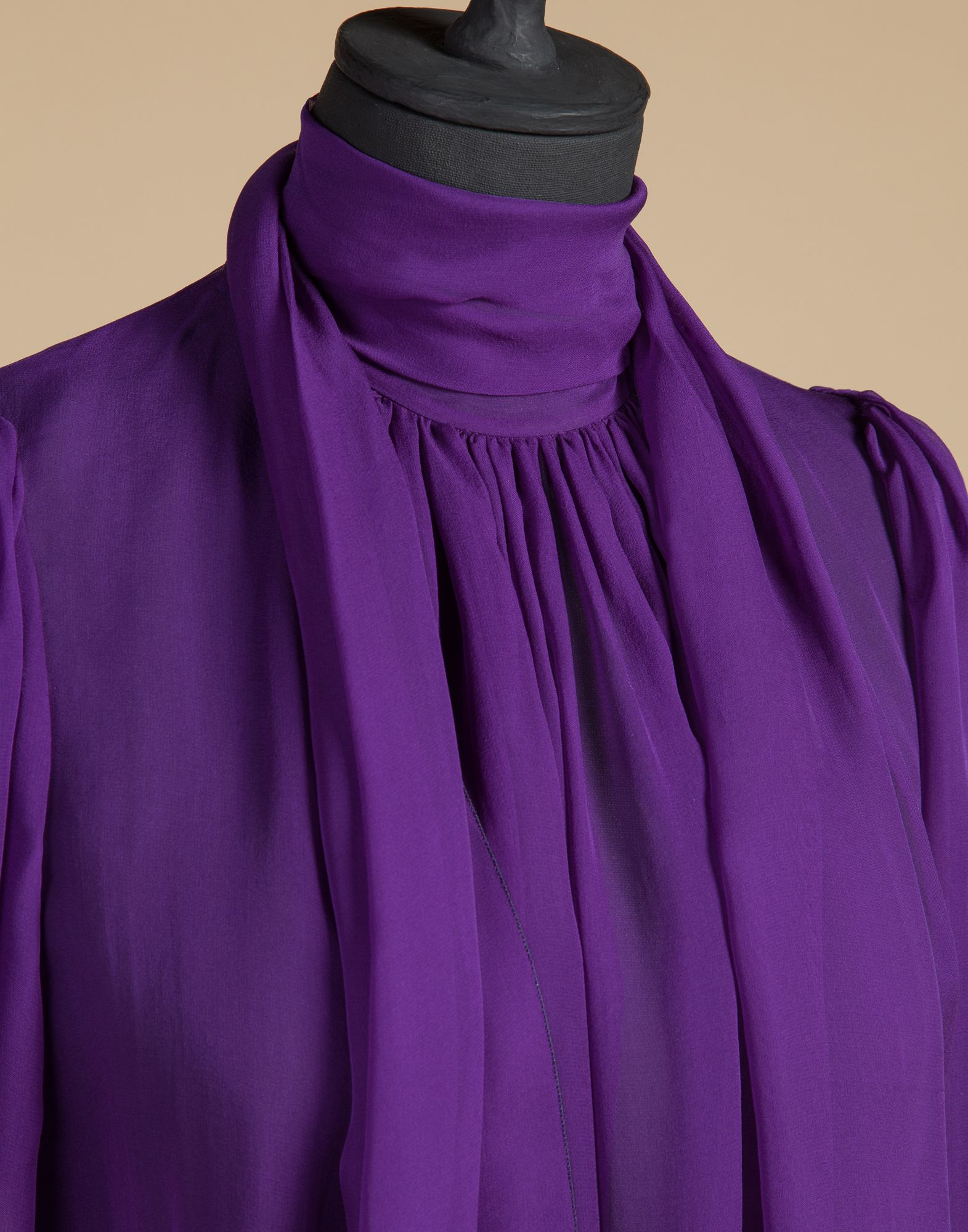 Lyst - Dolce & Gabbana Blouse In Silk Chiffon With Bow in Purple