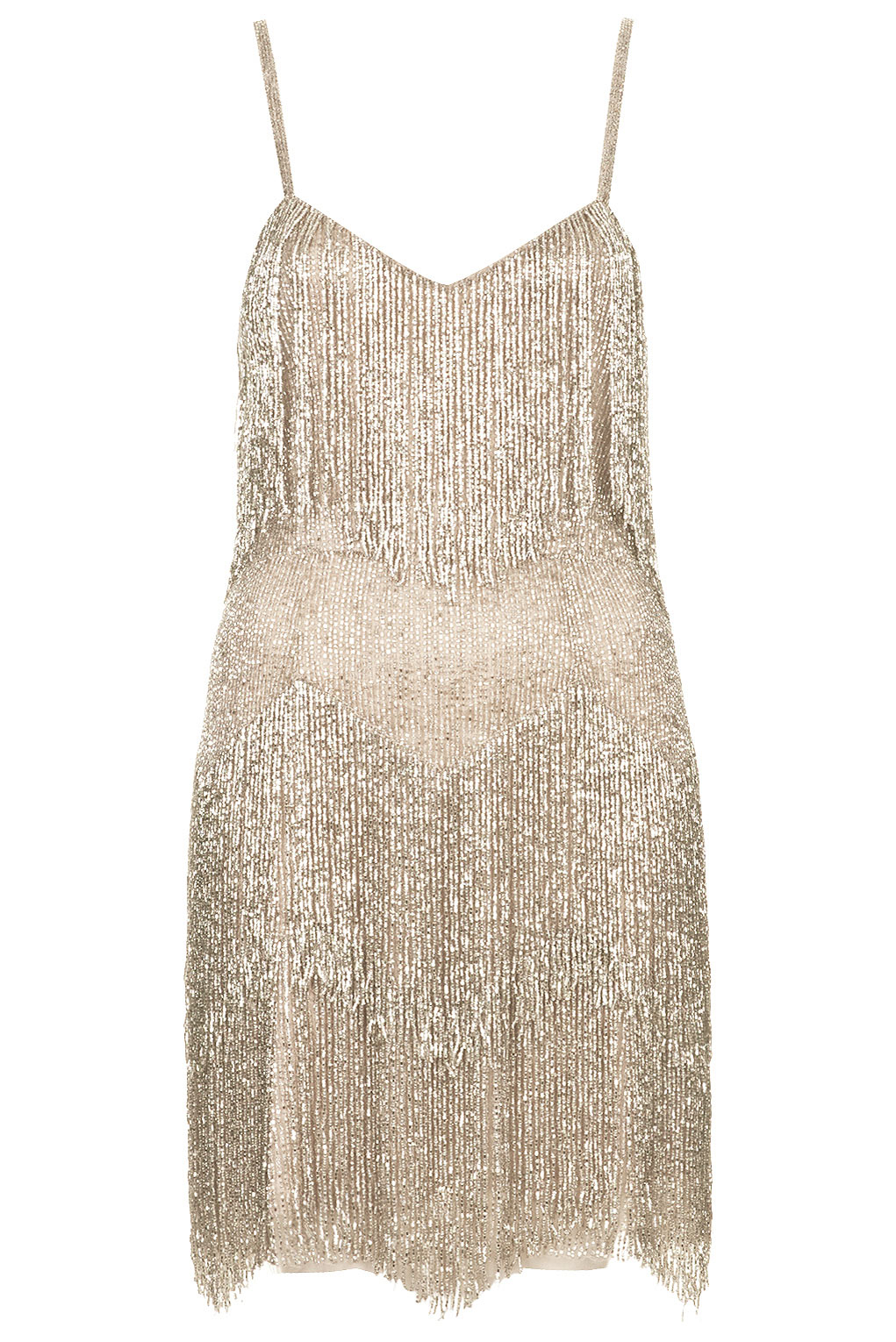 Lyst - Topshop Beaded Fringe Tiered Dress By Kate Moss For Silver in ...