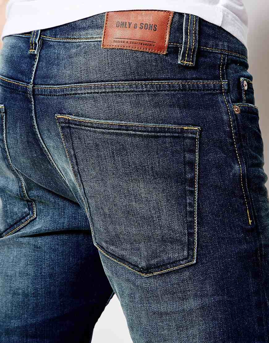 Only & sons Vintage Wash Jeans In Slim Fit in Blue for Men | Lyst