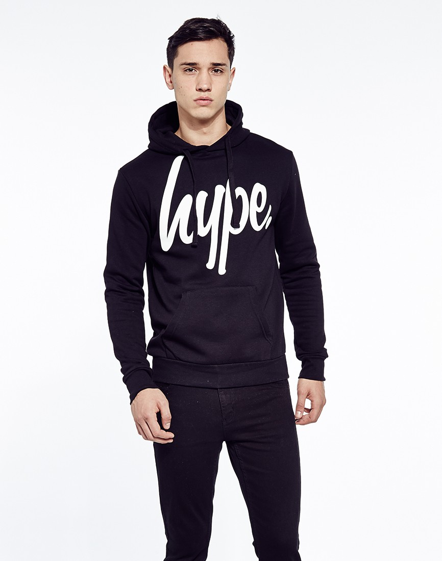 Lyst Hype Black Hoodie With White Script in Black for Men