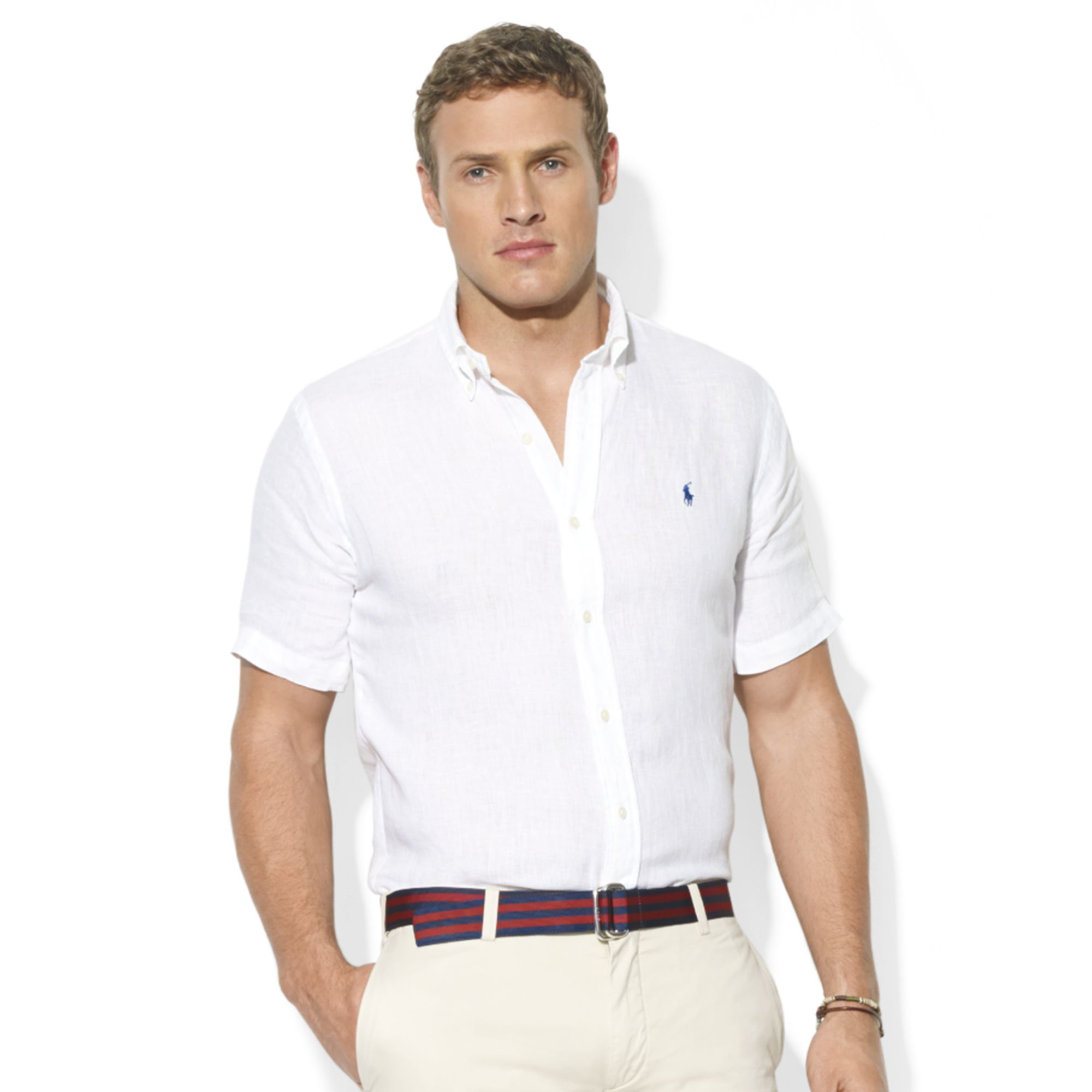 Ralph Lauren Classic Fit Short Sleeve Solid Linen Sport Shirt in White ...