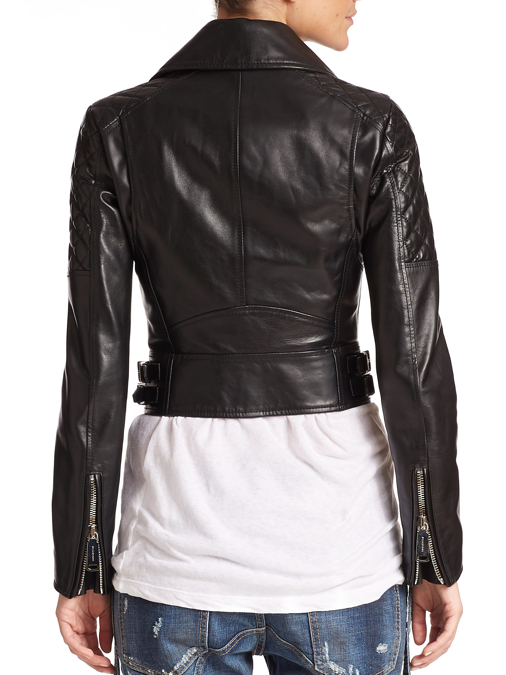Dsquared² Icon Leather Moto Jacket In Black Lyst Gallery