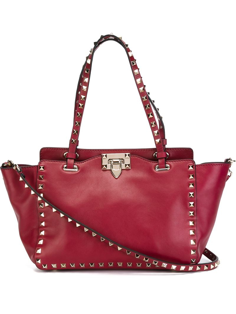 valentino rockstud tote red