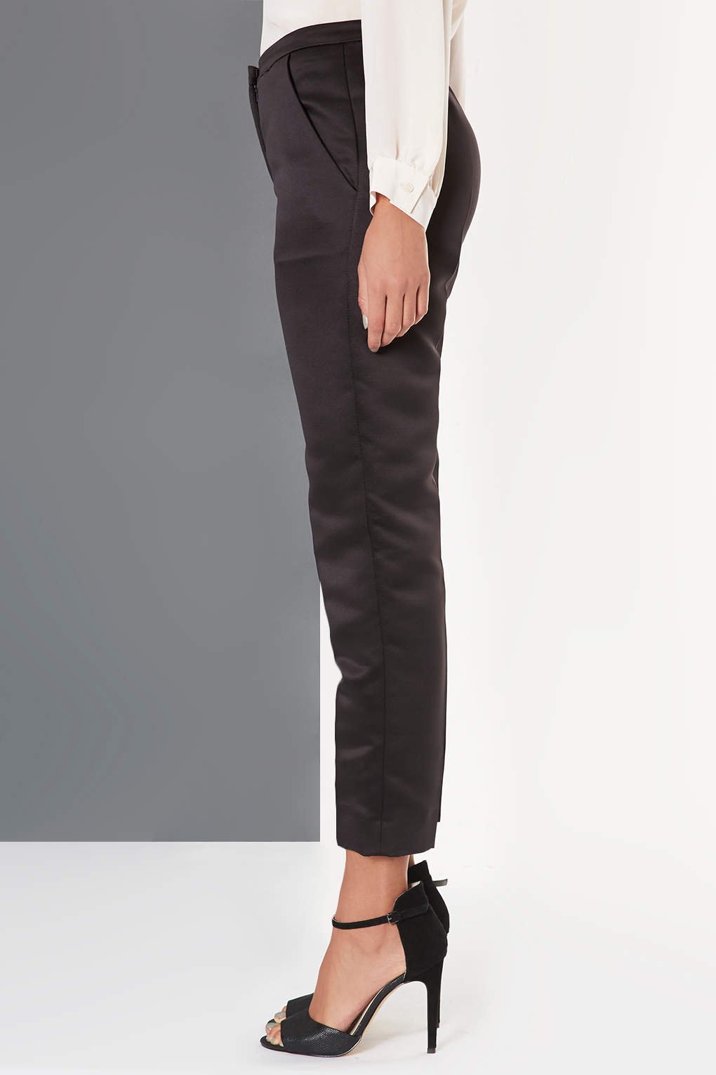 Lyst - Topshop Satin Trousers in Black