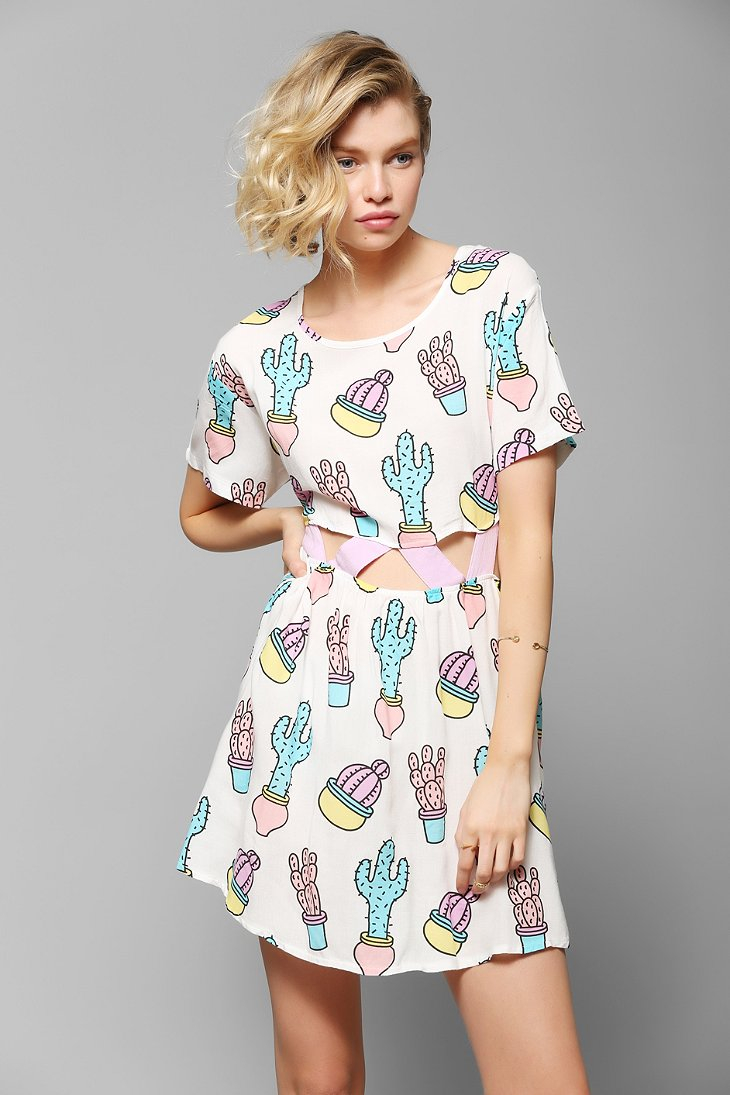 Lyst Lazy Oaf Cactus Cutout Dress in White