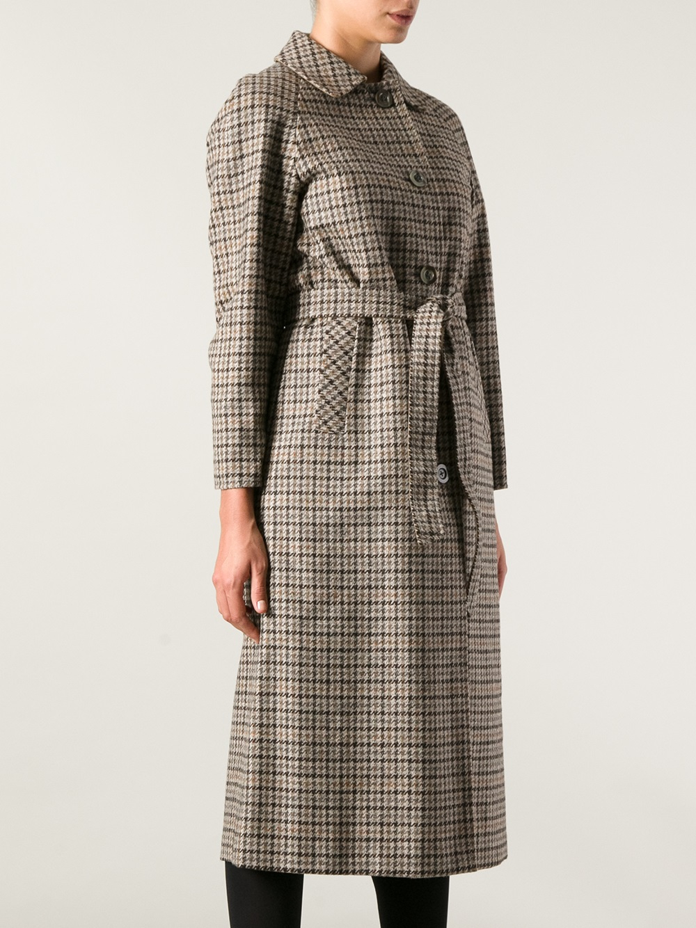 Lyst Aquascutum Checked Coat in Brown