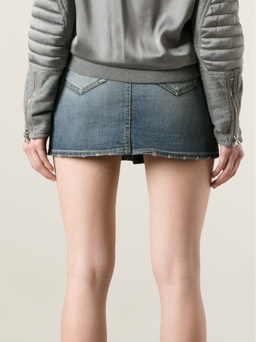 Lyst Saint Laurent Short Denim Skirt In Blue 0017