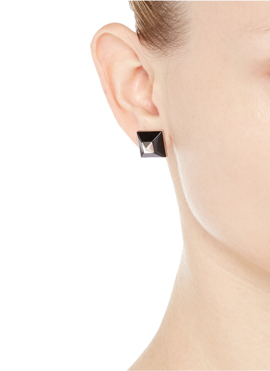 Lyst Givenchy Plexiglas Pyramid Stud Earrings In Black Gallery