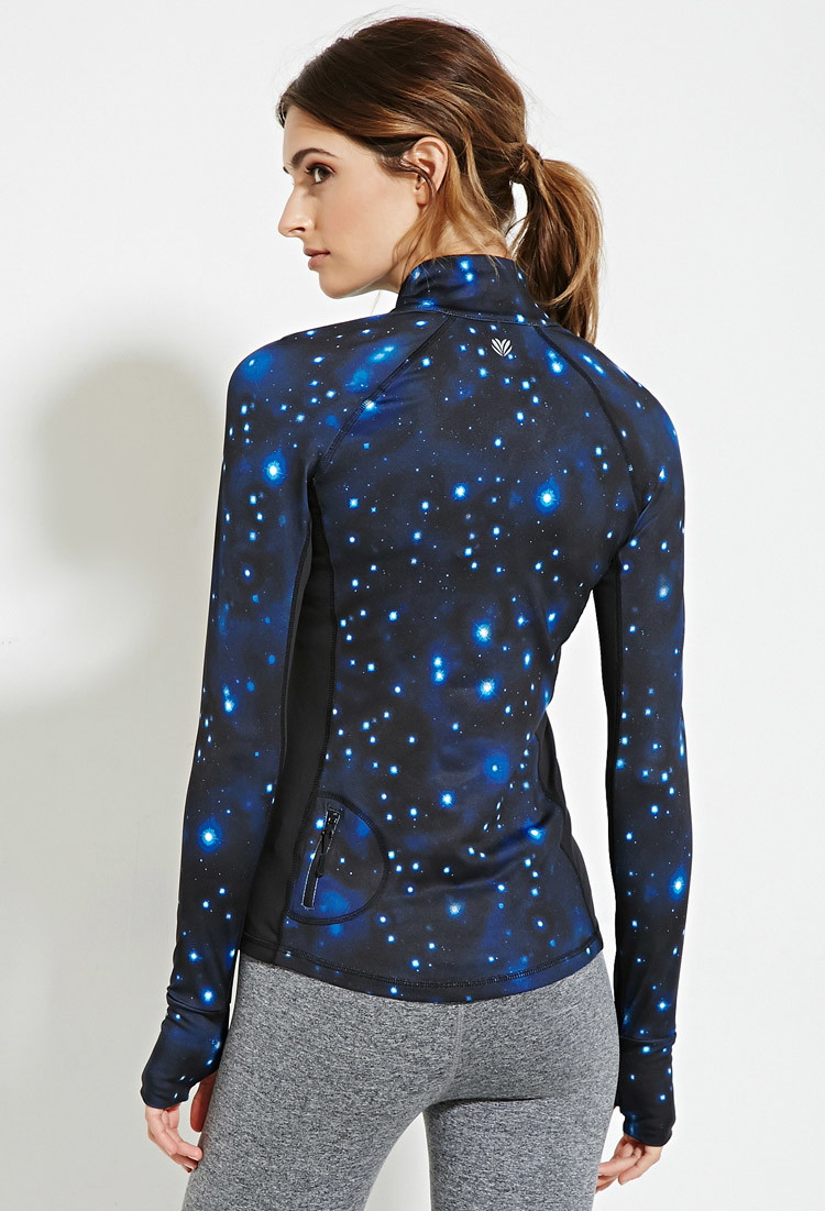 Lyst Forever 21 Active Galaxy Print Jacket in Blue