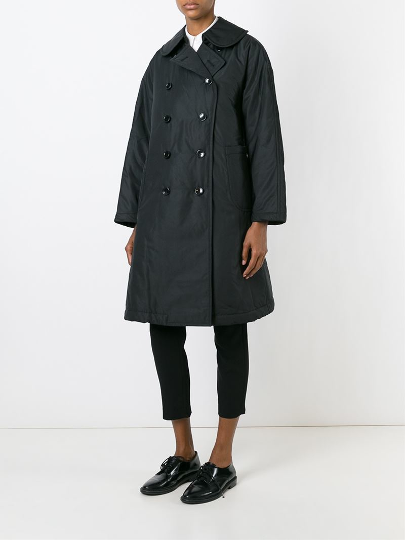 Lyst - Comme Des Garçons A-line Shape Buttoned Coat in Black