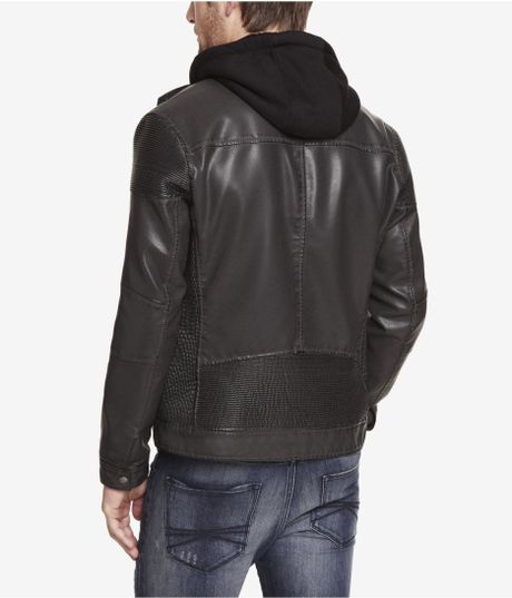 Express Ribbed Minus The Leather Hooded System Jacket in Black for Men ...