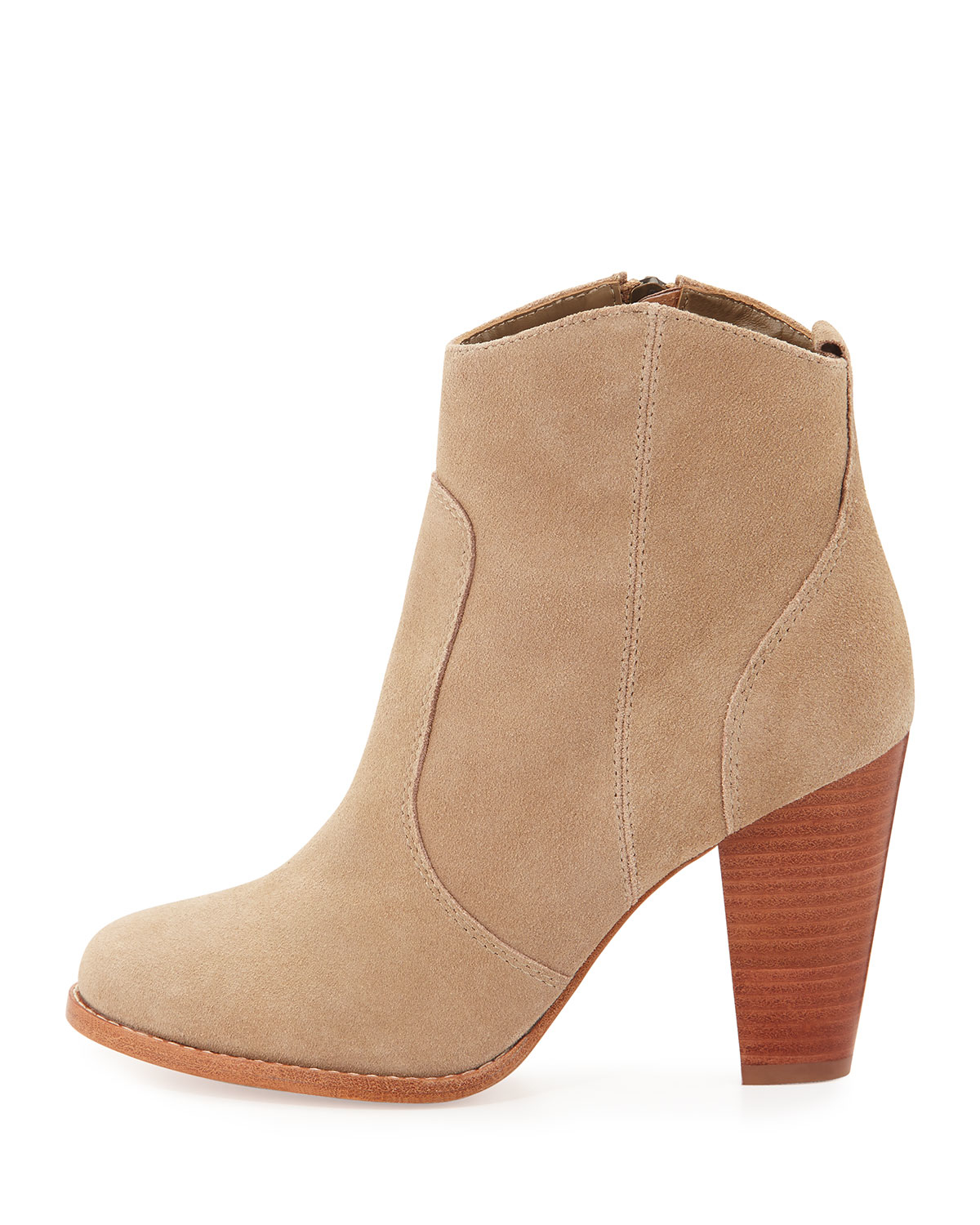 Joie Dalton Suede Stacked-heel Bootie in Gray | Lyst