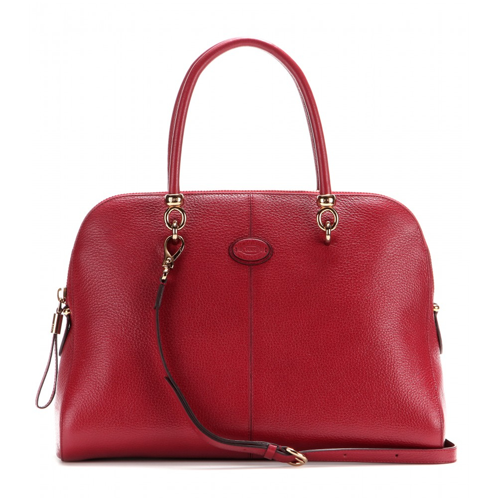 Tod's Bauletto Sella Medium Leather Tote in Red (red made in italy) | Lyst