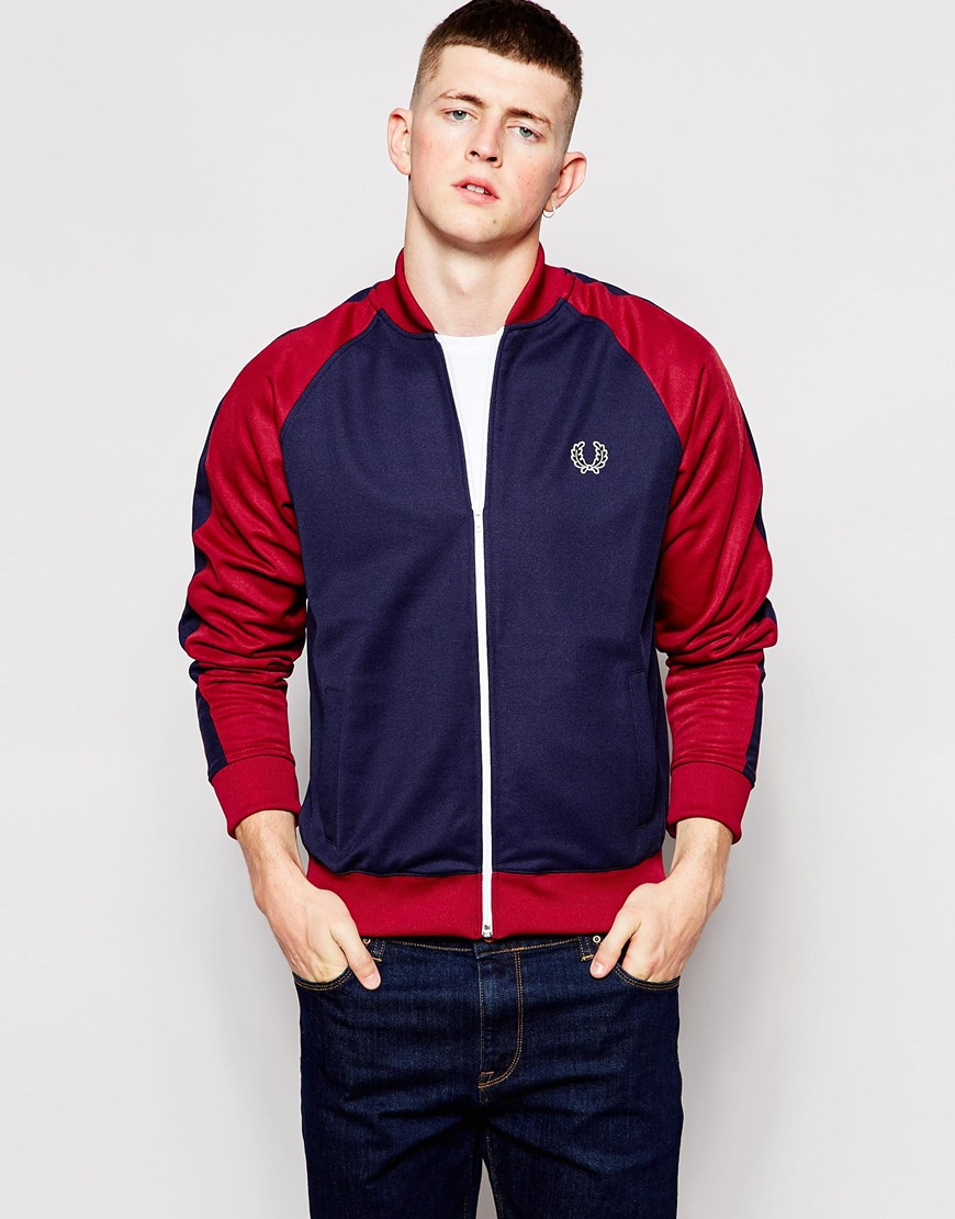 Fred Perry Track Top With Contrast In Carbon Blue in Blue for Men - Lyst