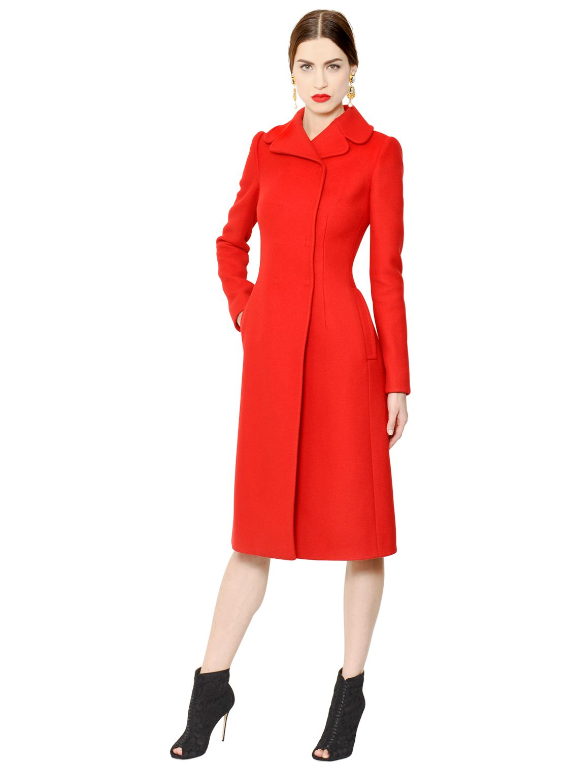 Dolce & gabbana Wool & Cashmere Coat in Red | Lyst