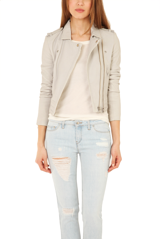 Iro Luiga Leather Biker Jacket In Gray Lyst Gallery