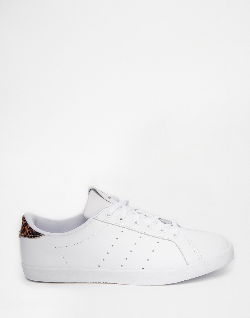 Adidas Originals White Miss Stan With Leopard Print Back Sneakers in ...