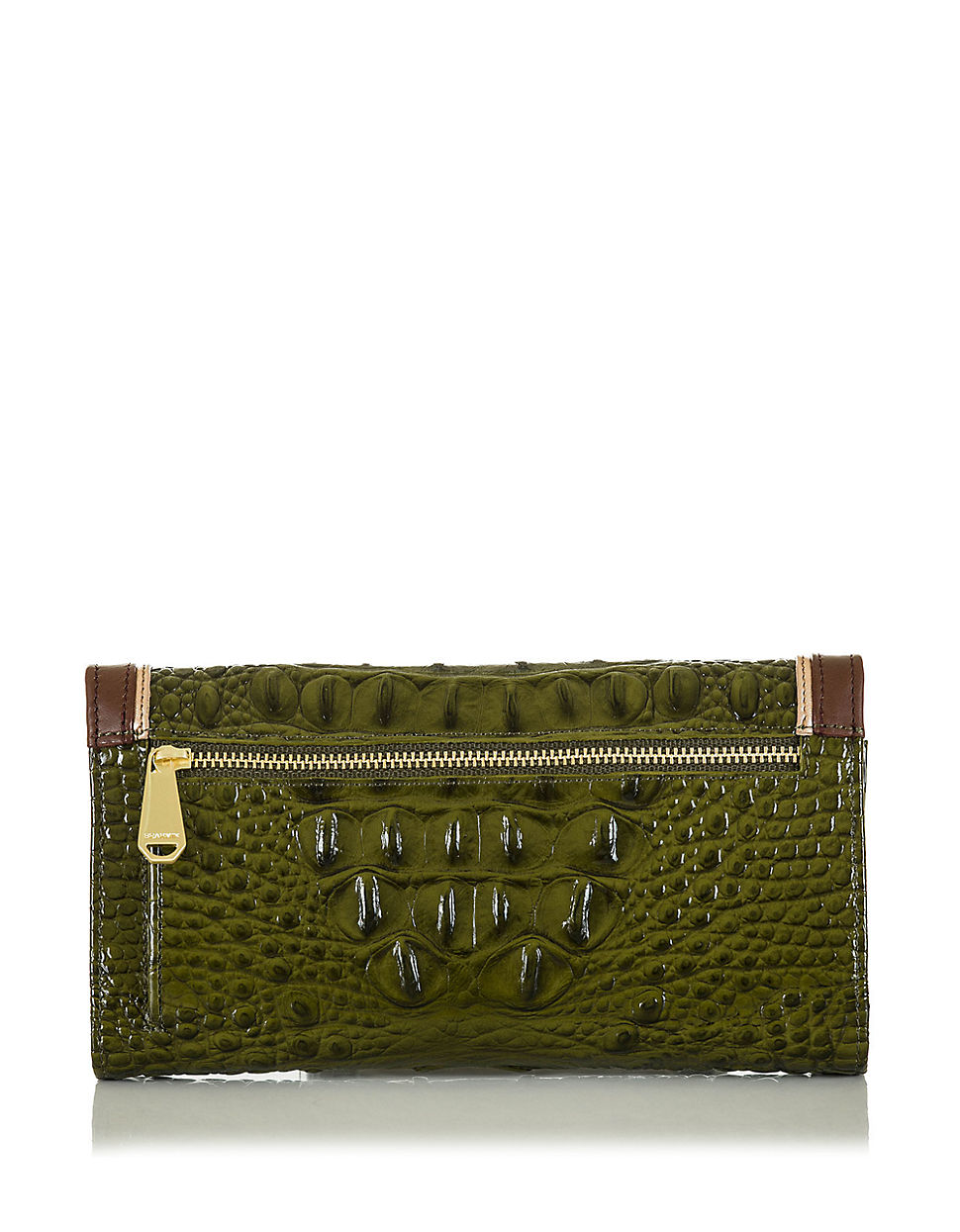 Brahmin Embossed Leather Checkbook Wallet in Brown | Lyst